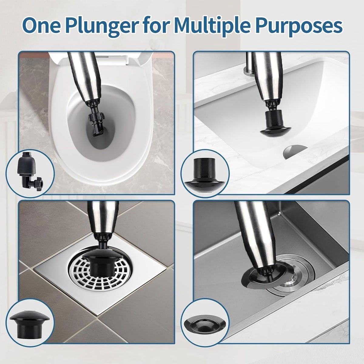 Stainless Steel Toilet Plunger Kit Drain Buster Drain Unblocker For Sink/Toilet