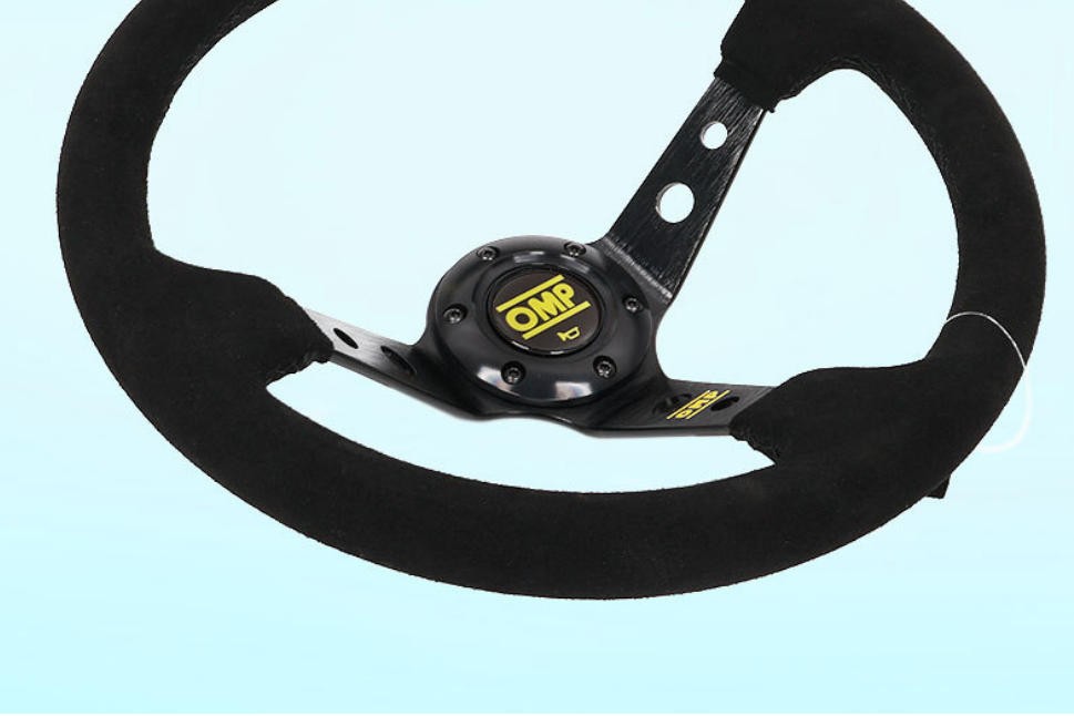 For OMP 350mm 14' Suede Leather Black Deep Cone Racing Sport Steering Wheel