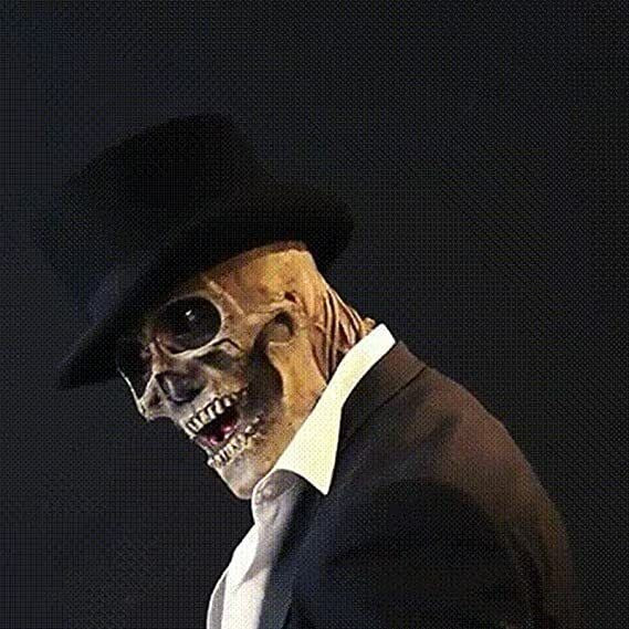 Halloween Party Scary Brain Moving Jaw Latex Full Head Skull Mask Skeleton Cos