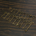 18x BIG Large Antique Vintage old Brass Skeleton Keys Lot Cabinet Barrel Lock