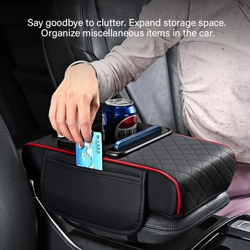 Portable Armrest Pad PU Leather Storage Box Center Console Armrest Cushion Car