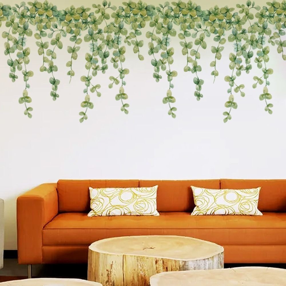 Ornament Home Decoration Eucalyptus Leaves Decal Green Plant Vine Wall Stickers