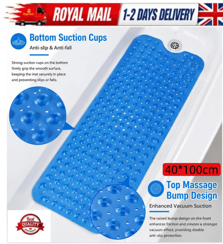 Anti-Mold Rubber Bath Mat Non Slip Bathtub Strong Suction Extra Large Shower Mat