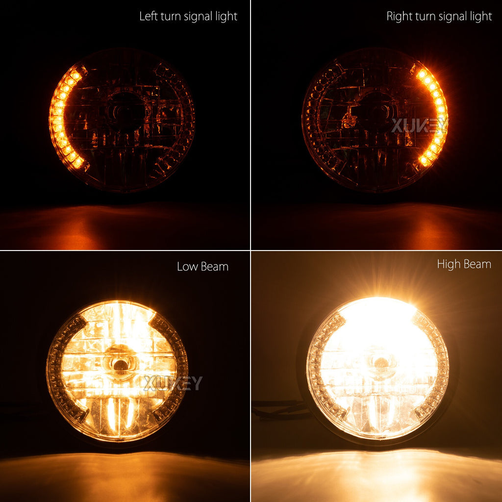 7 Inch 12V Motorcycle Headlight Hi Lo Beam With Turn Signal Light Indicator Lamp