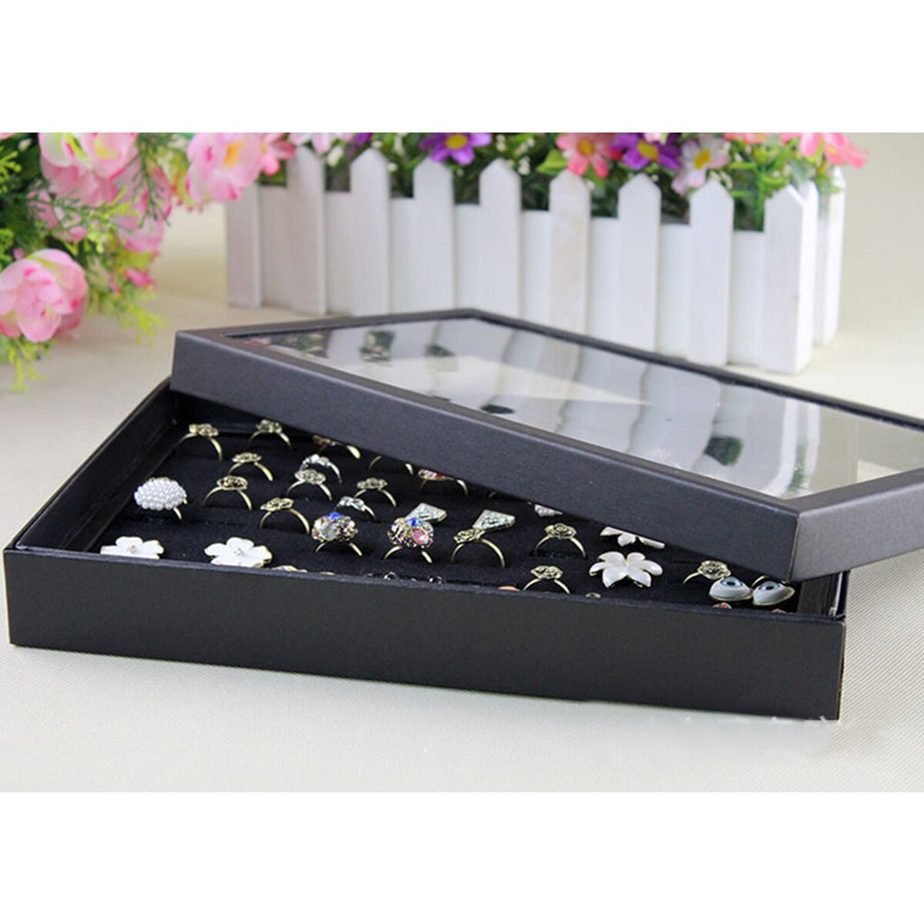 100-slot Jewelry Ring Display Organizer Case Tray Holder Earring Storage Box New