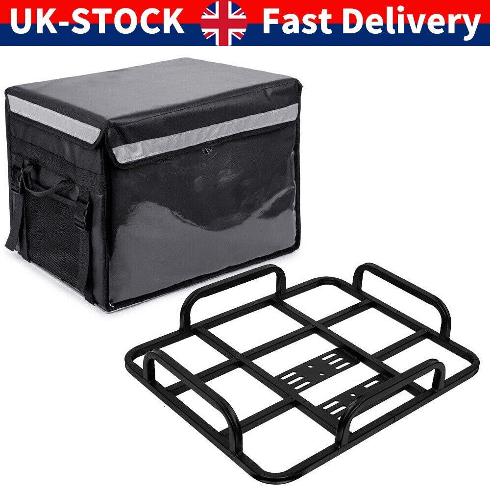 62L Food Delivery Bag + Rear Rack For Motorcycle Bike Food Delivery Drivers Kit.