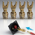 4pc HiFi Audio Speaker Cable Y Spade Plug to 4mm Female Banana Jack Adapter