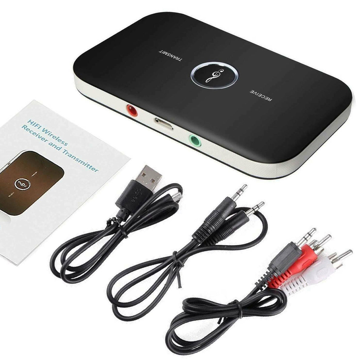 Bluetooth Wireless Audio Transmitter Receiver HiFi Music Adapter AUX RCA 2 in 1