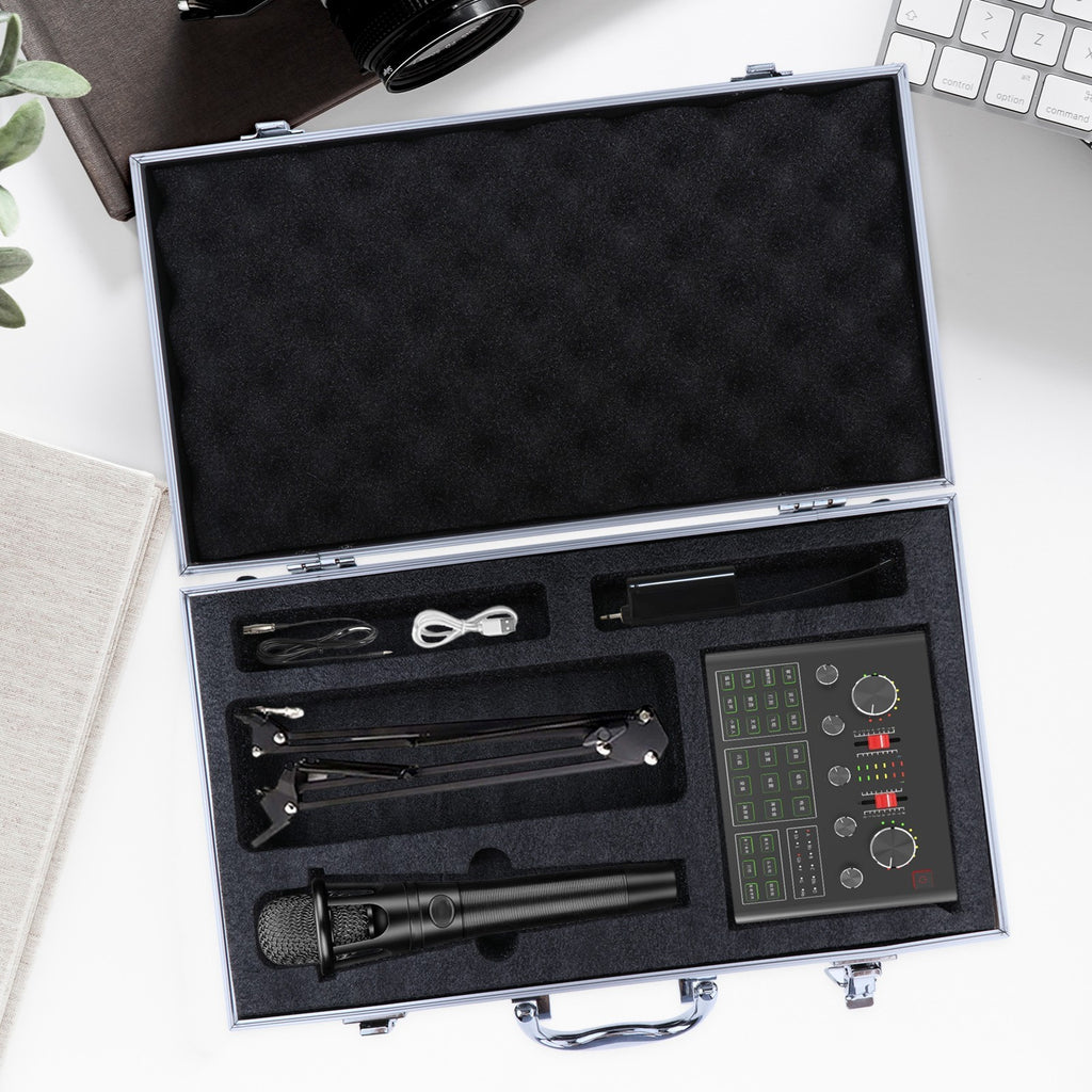 Wireless Microphone Carrying Case Hard Shell Mic Foam Case Compartment
