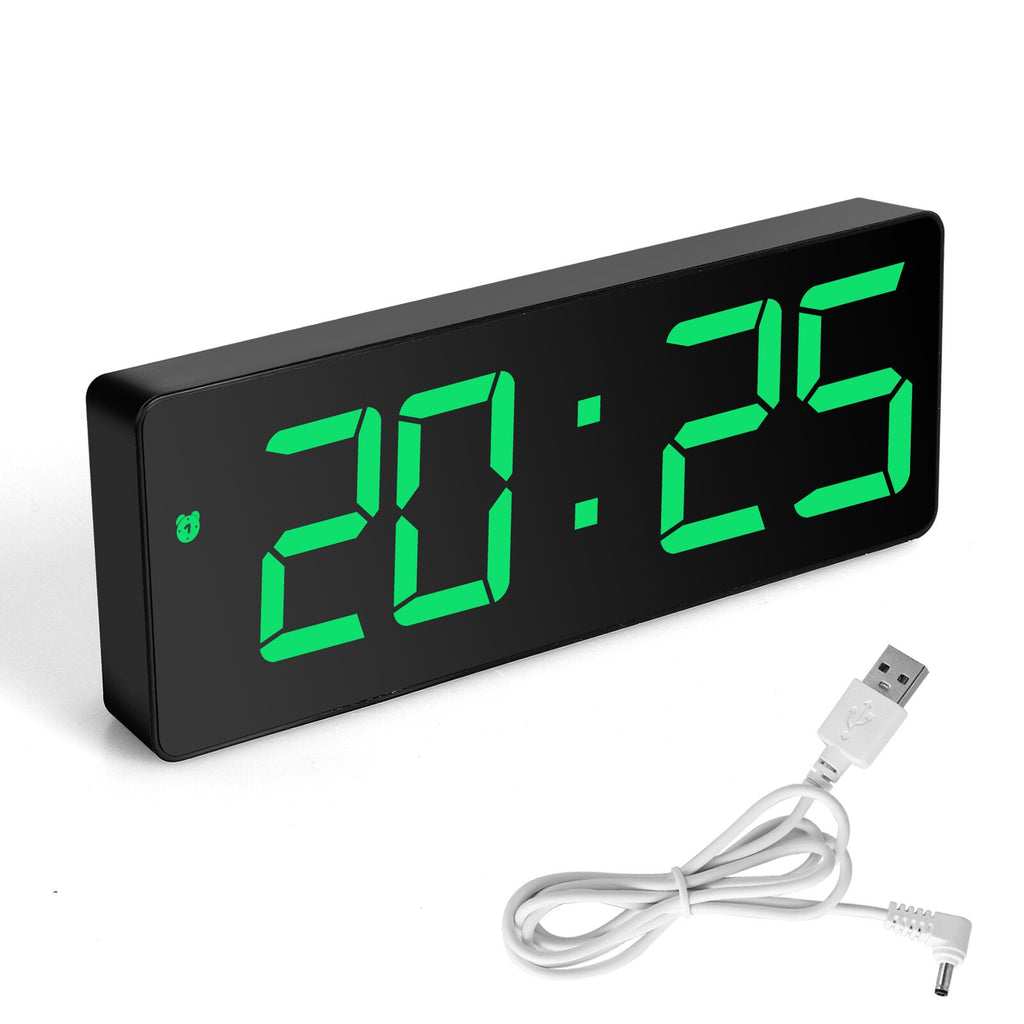 Alarm Clock Led Display Digital Mirror Voice Clock Battery/Plug-In Dual Purpose