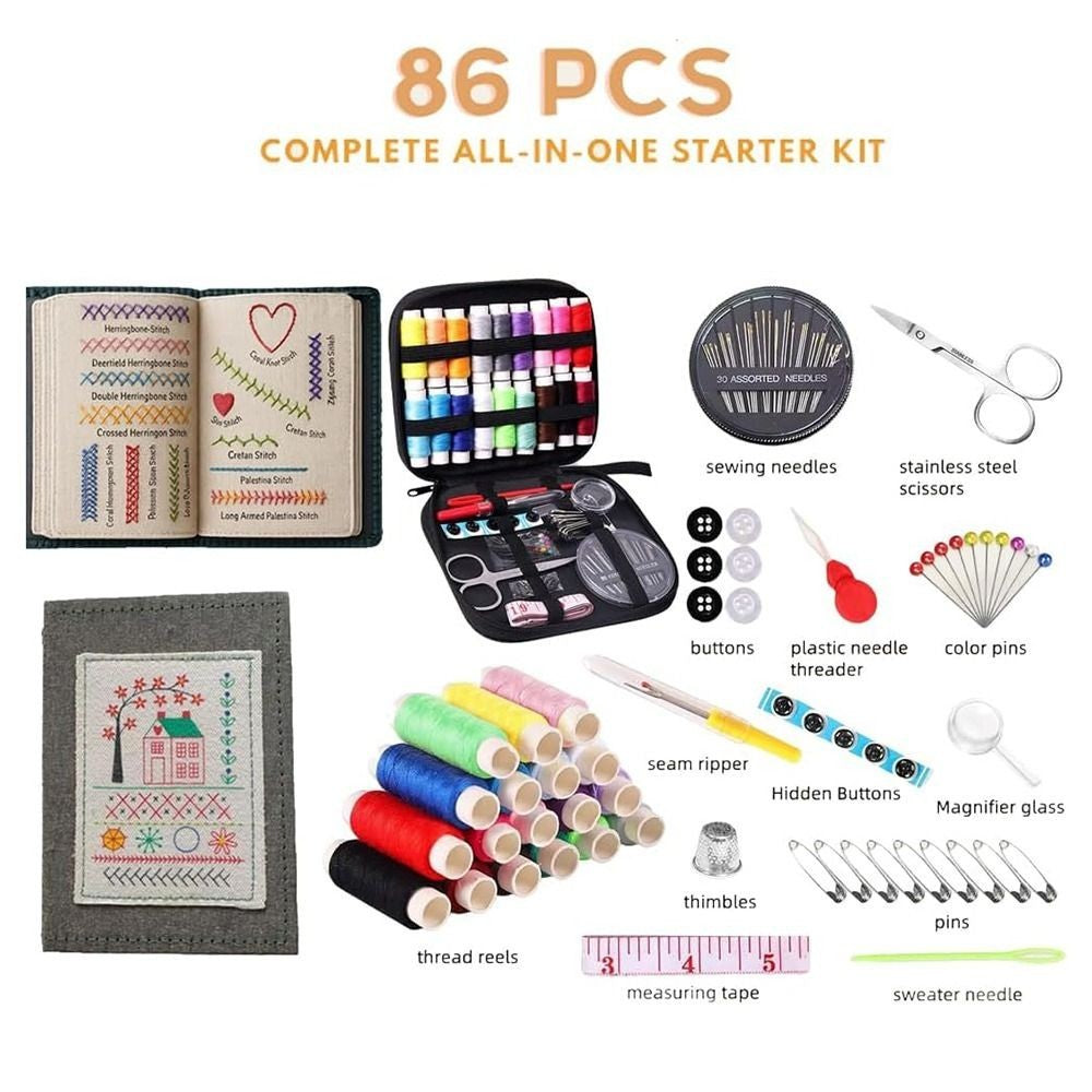 Embroidery Stitch Book Kit,106 Patterns With Tools&Tutorials, 86pcs Beginner Kit