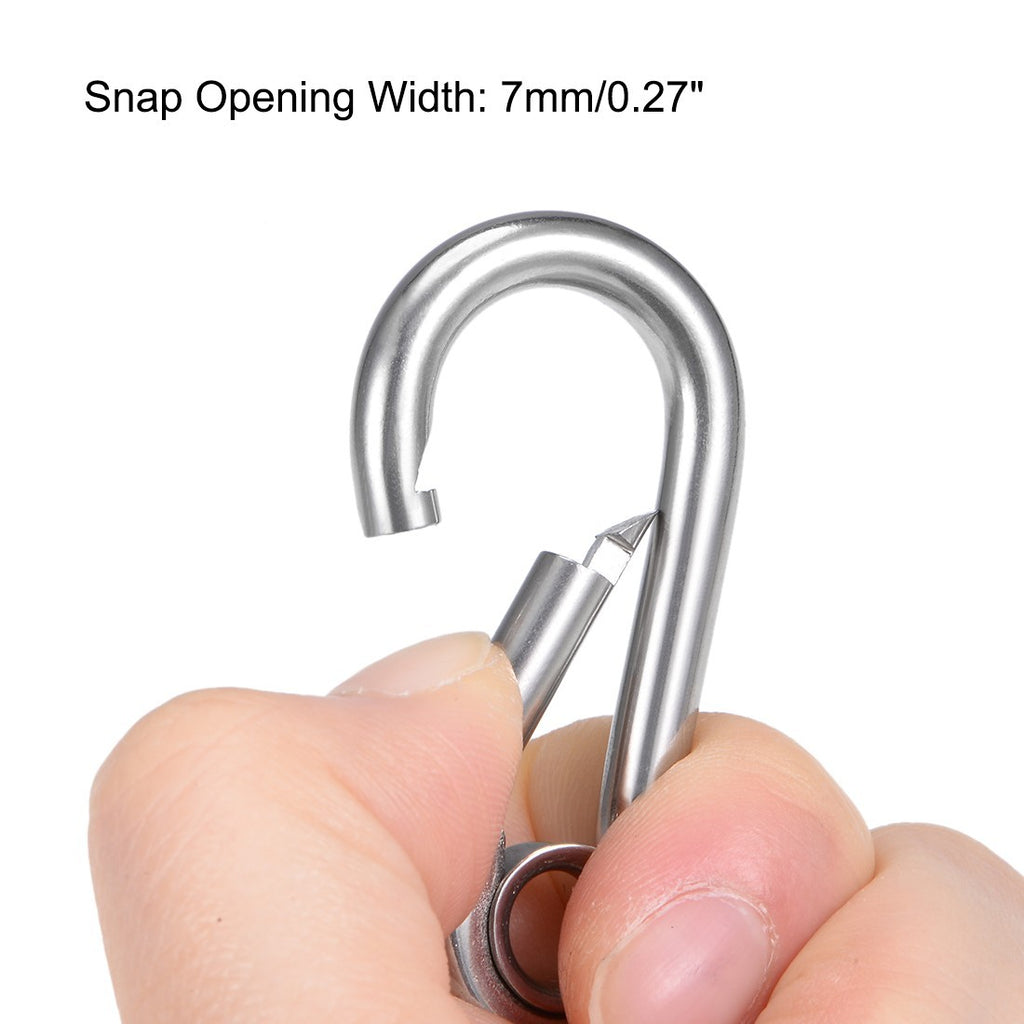 1.97"/50.2mm Stainless Steel Carabiner Spring Snap Link Hook Clip Keychain 5 Pcs