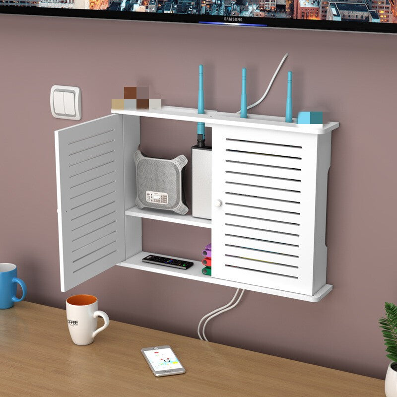 Wifi Router Shelf Storage Box Wall Mounted Cable Wire Hanging Bracket TV CD Box