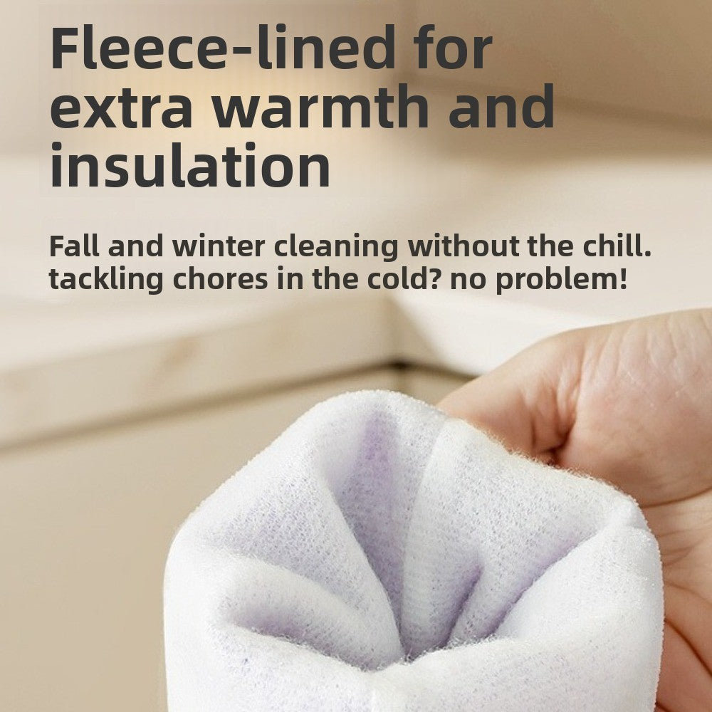 Fleece Lined Dishwashing Gloves Waterproof Scrubbing Gloves  Outdoor Cleaning
