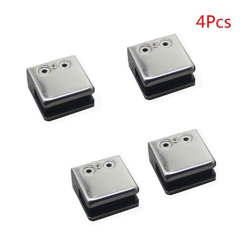 4PCS Stainless Steel Glass Clamps Adjustable 8-10MM Square Glass Clamp