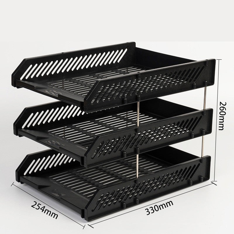 3 Tier Stackable Desk Black A4 Letter Tray Filing Document Organiser Form Paper