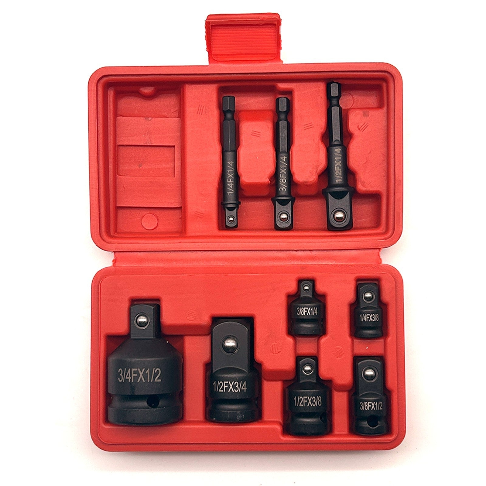 9 Piece Impact Socket Adapter and Reducer Set Female to Male 3/4" 1/4" 3/8" 1/2"
