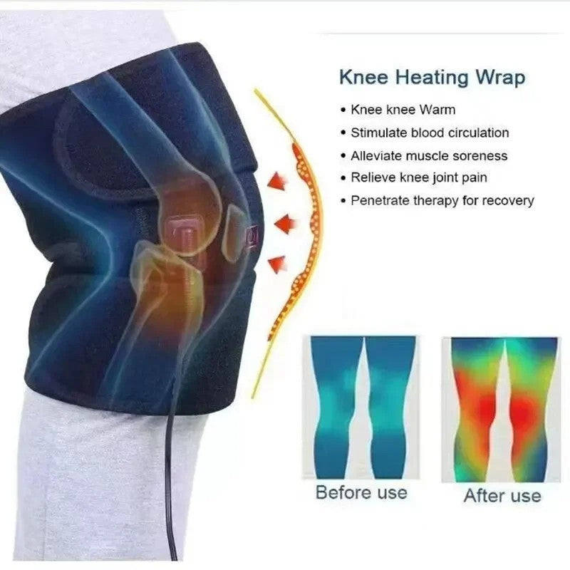 2pcsElectric Knee Heating Pad USB Heated Knee Brace Support for Arthritis Joint