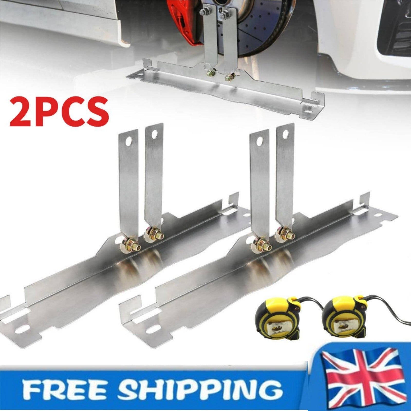2Pcs DIY Upgraded Toe Wheel Alignment Tool Plate Kit with Measuring Tapes Silver