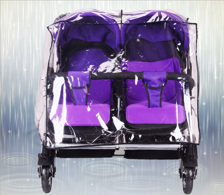 Universal Clear Stroller Rain Cover Double Pushchair Pram Baby Infant Twin