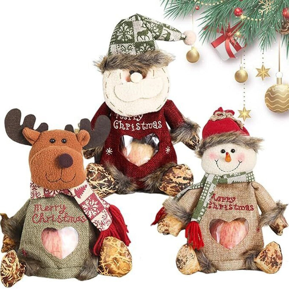 3D Packaging Snowman Santa Claus Present Bag Xmas Decor Apple Gift Zipper Bag 1x