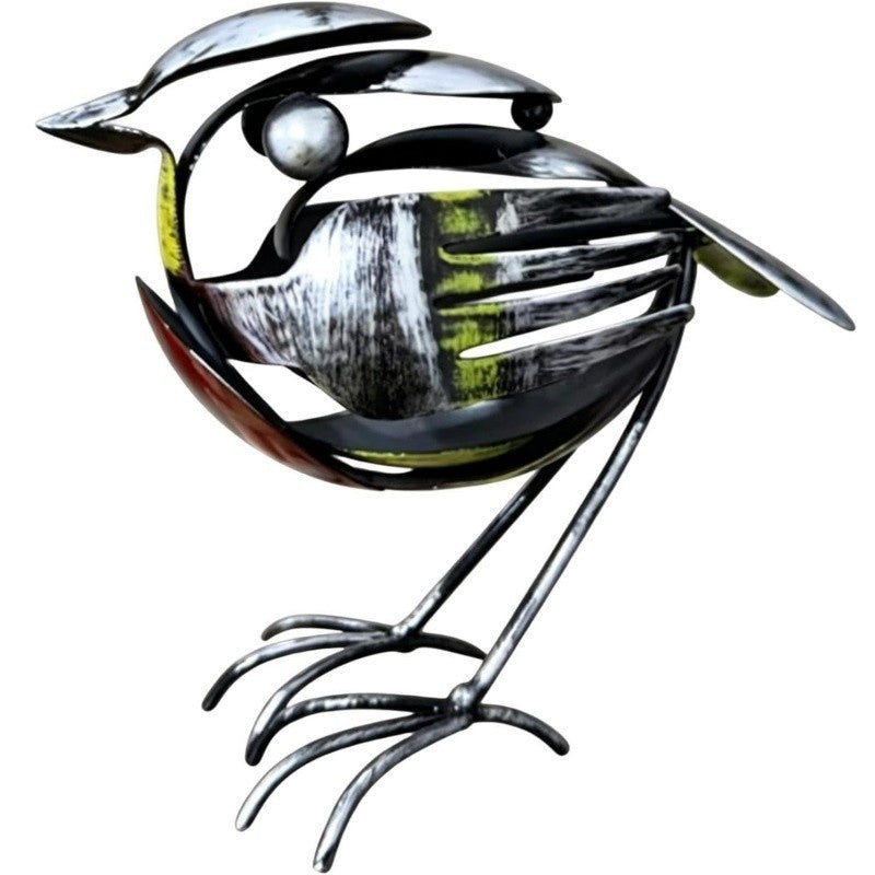 Robin Scrap Metal Art Sculpture Handcrafted Bird Statue Home Office Desk Decor