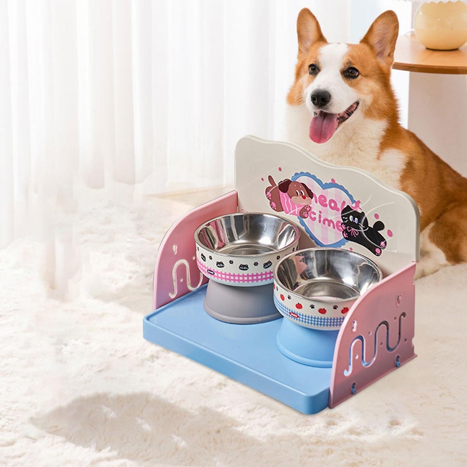 Cat Feeding Table Keep Floor Clean Anti Slip Dog Water Dishes Station Cat Bowl