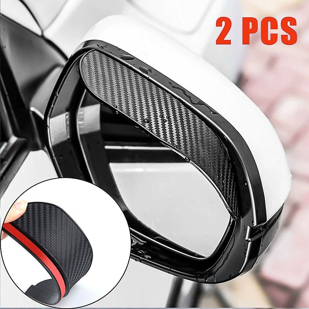 2X Car Carbon Fiber Black Car Mirror Rain Visor Guard For Auto Car Accessories