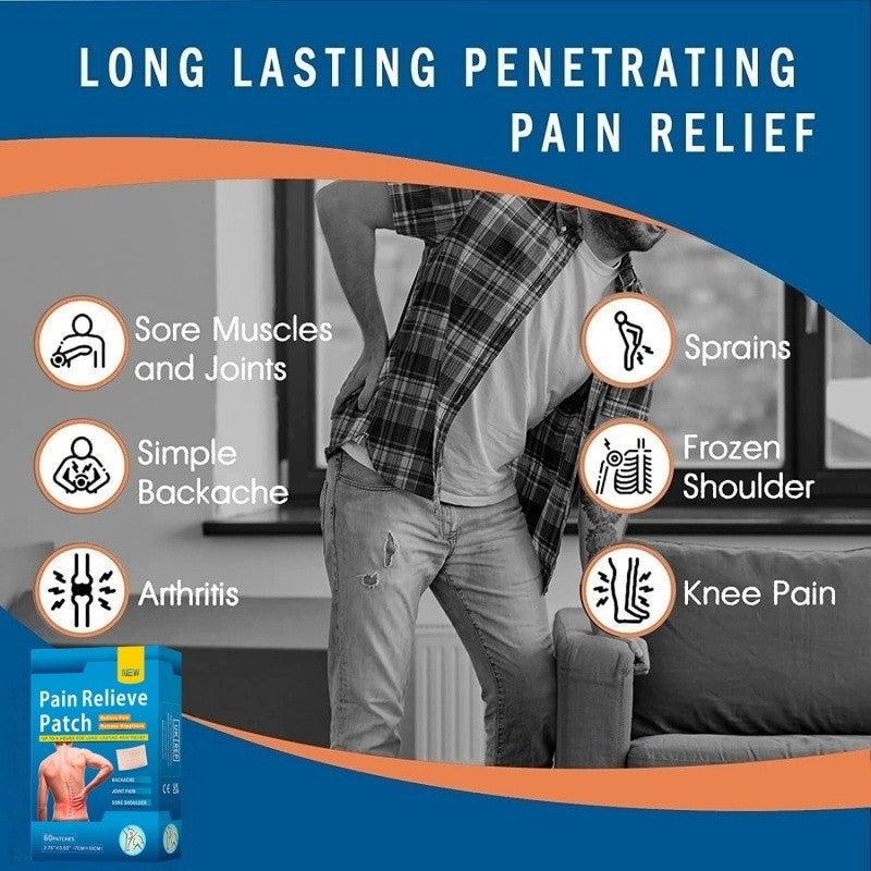 60 Pain Relief Patches Herbal Heat Plaster for Back Knee Neck Shoulder Arthritis