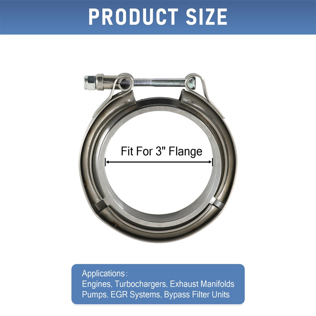 76mm 3" Inch V-band Clamp + Flanges Complete Stainless Steel Exhaust Turbo Hose