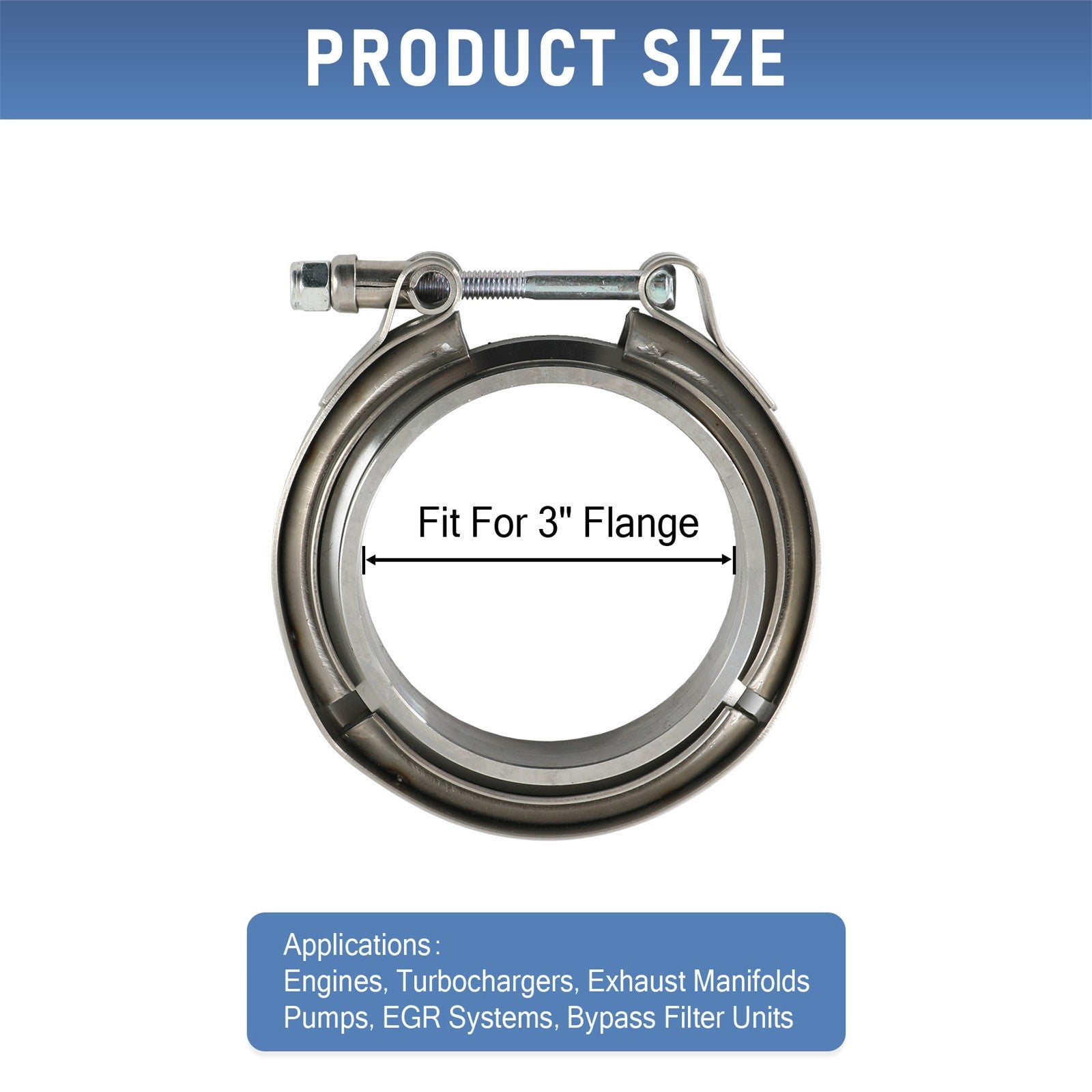 76mm 3" Inch V-band Clamp + Flanges Complete Stainless Steel Exhaust Turbo Hose