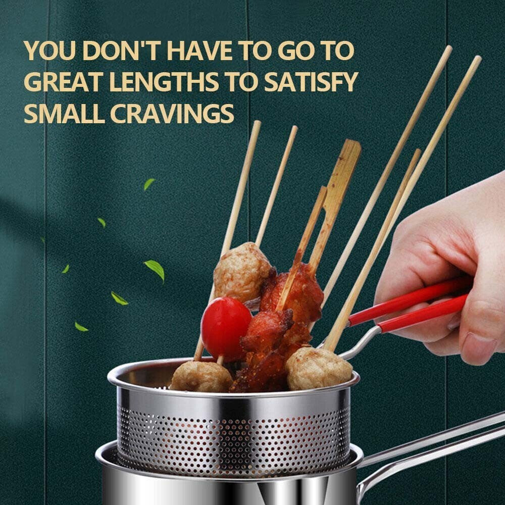 Deep Fryer Set 12cm Stainless Steel Frying Basket Pan Kitchen Tong For Chip
