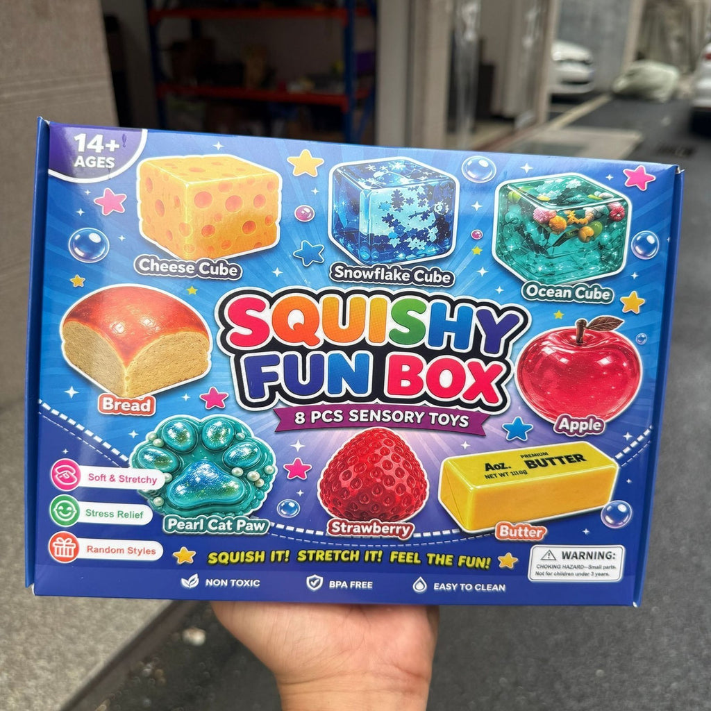 8-Piece Set Mystery Squishy Box Malt Sugar Stress Relief Fidget Toys UK