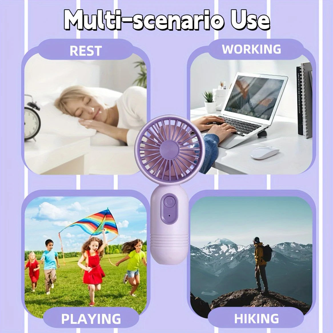USB Rechargeable Mini Fan 3 Speed Portable Handheld Travel Cooling Fan.