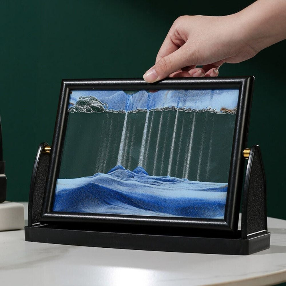 Flowing Sand Art Picture Glass 3D Sandscape Motion Display Flowing NEW