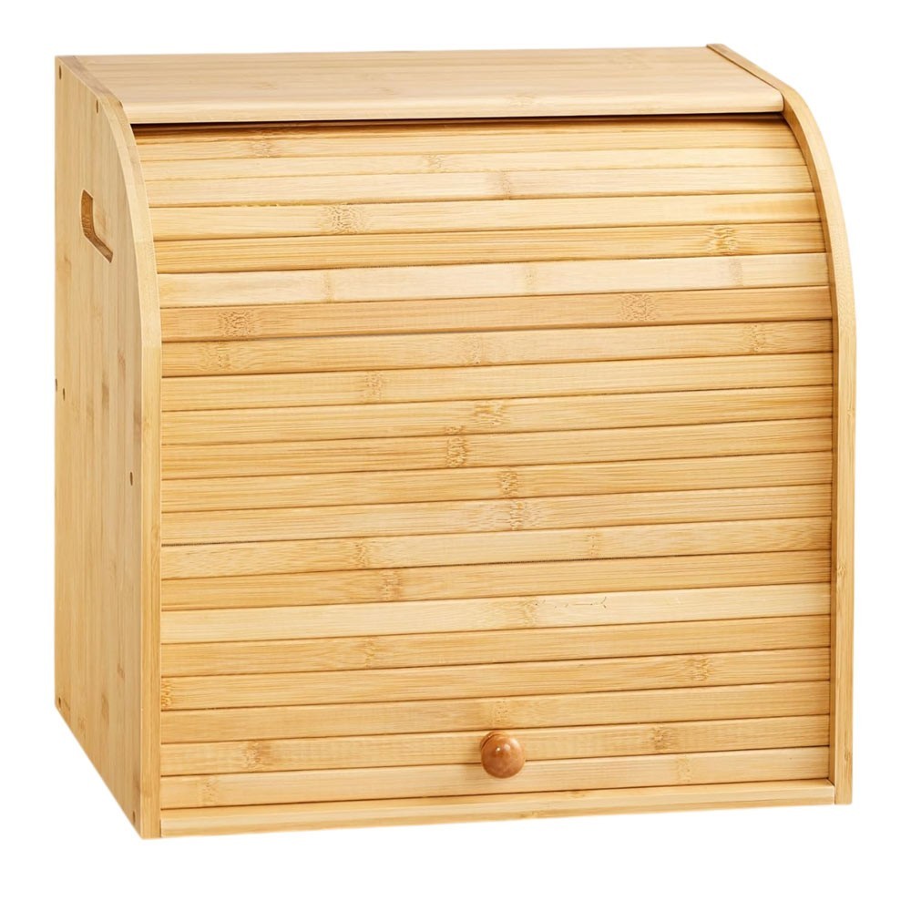 2 Tier Bamboo Bread Bin Double Layer Kitchen Storage Container Loaf Bread Box UK