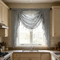 Swag for Windows Waterfall Valance Curtains Beaded Sheer Voile Drapes for Home