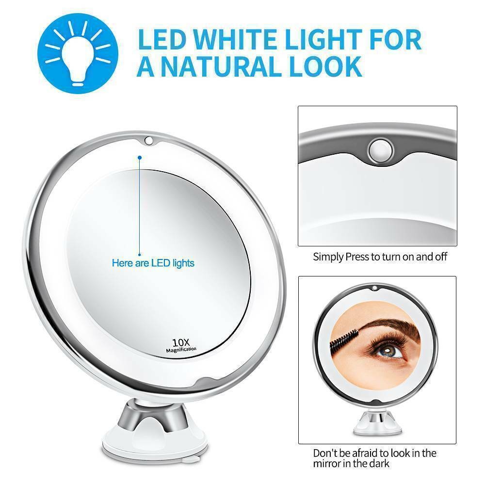 Fogless Makeup Mirror with Holder – 360° Rotating Suction Cup Bathroom Mirror