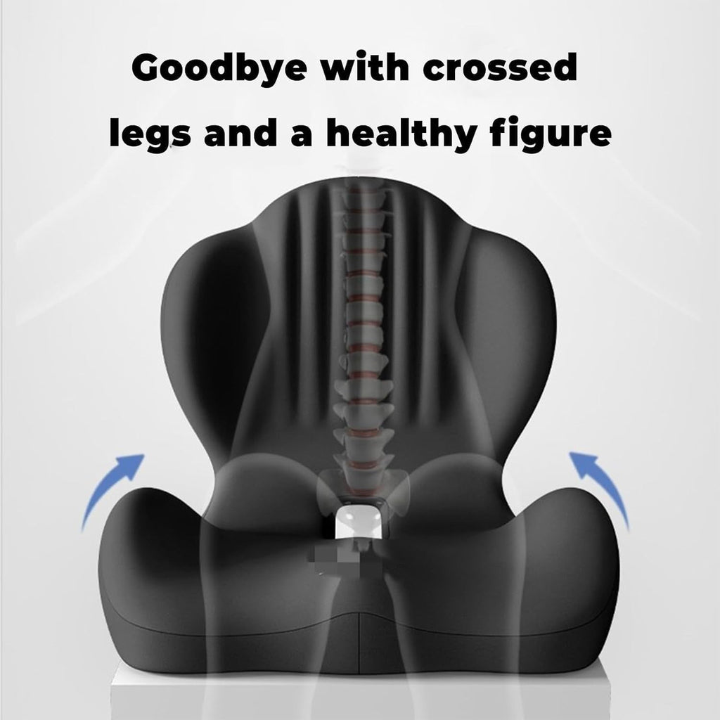 2-in-1 Ergonomic Back and Seat Cushion with Lumbar Support Tailbone Pain Relief