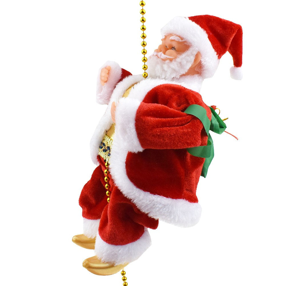 Electric Christmas Santa Claus Climbing Rope Ladder Musical Toy For Xmas Decor