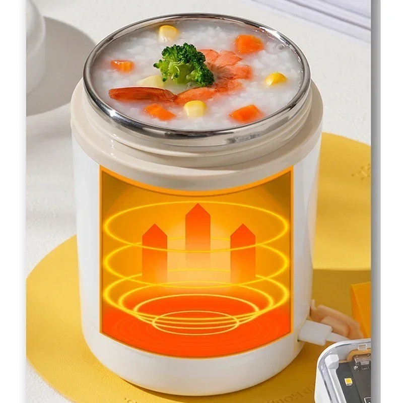 600ML Electric Heated Lunch Box USB Stainless Steel Food Warmer Leakproof UK