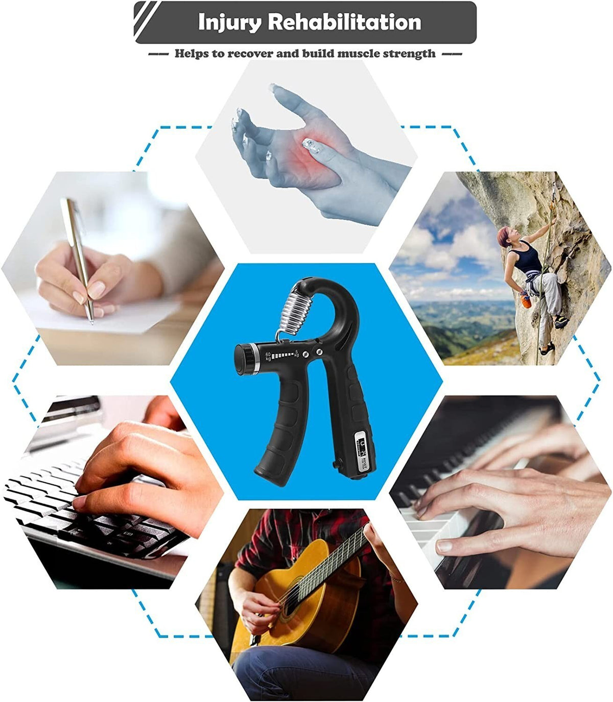 5-60KG Sport Hand grip Strengthener Adjustable Forearm Trainer Finger exerciser