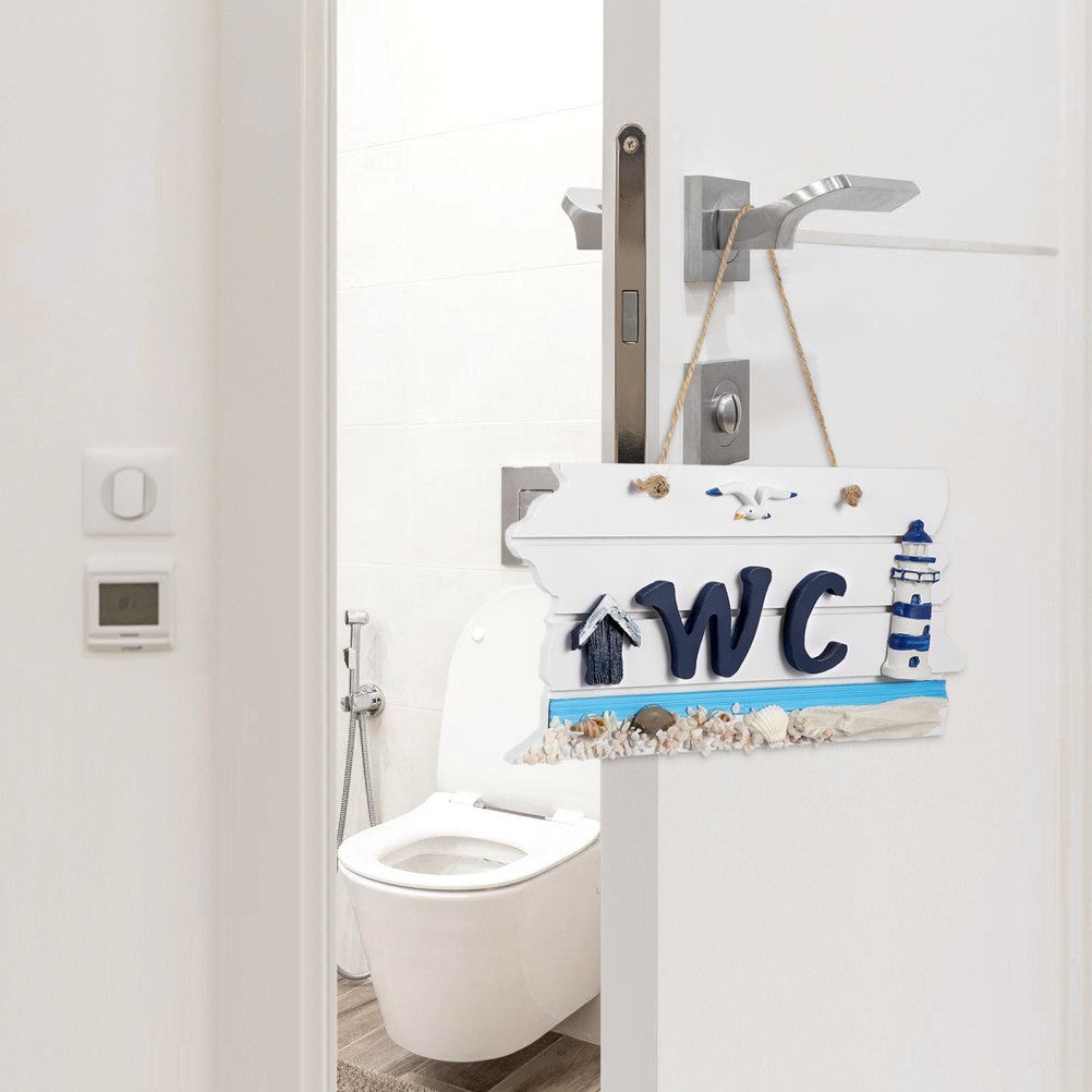Wc Signs for Decor Seaside Themed Accessories Nautical Bathroom Beach
