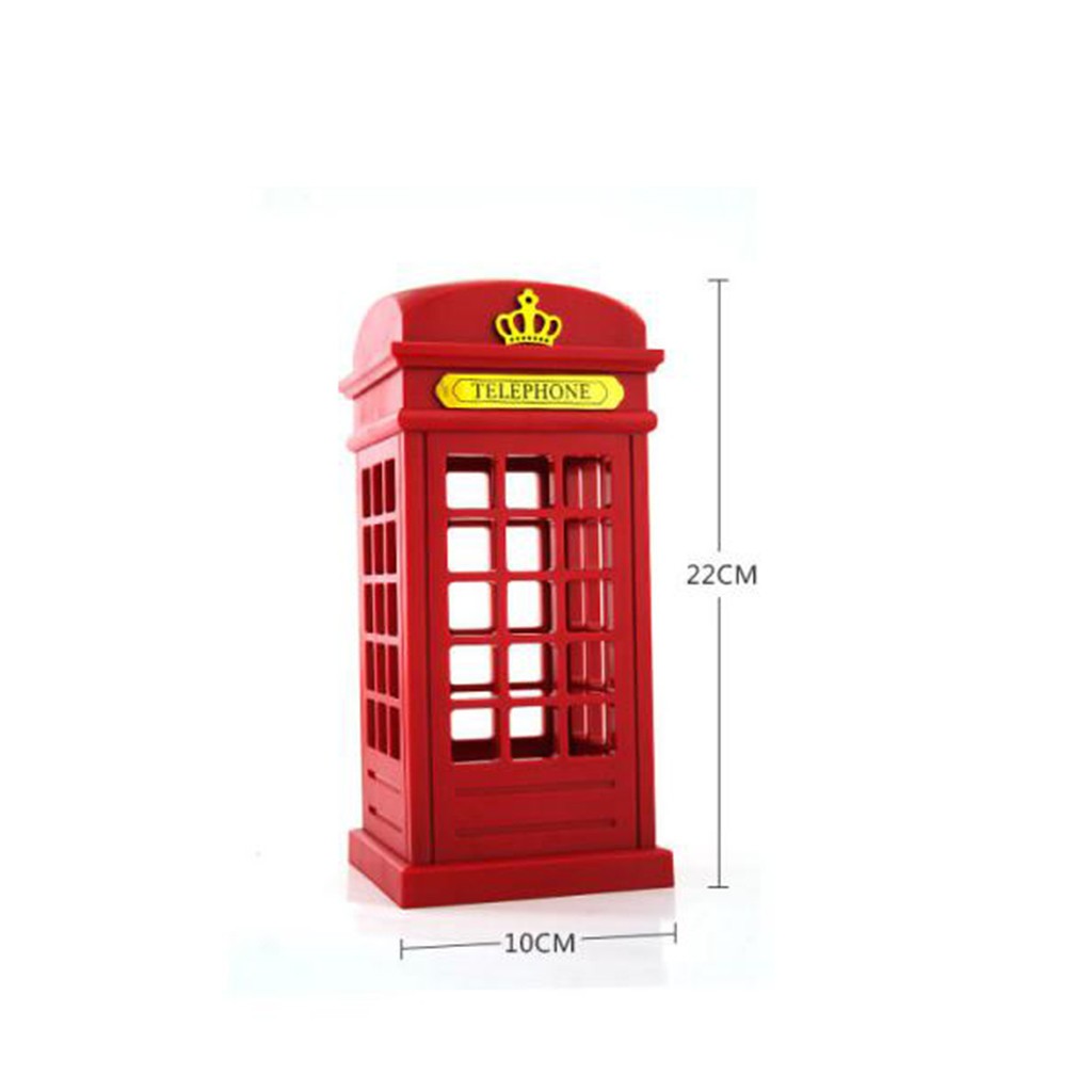 Red London Telephone Booth Night Light Bedside LED Table Lamp USB /Battery