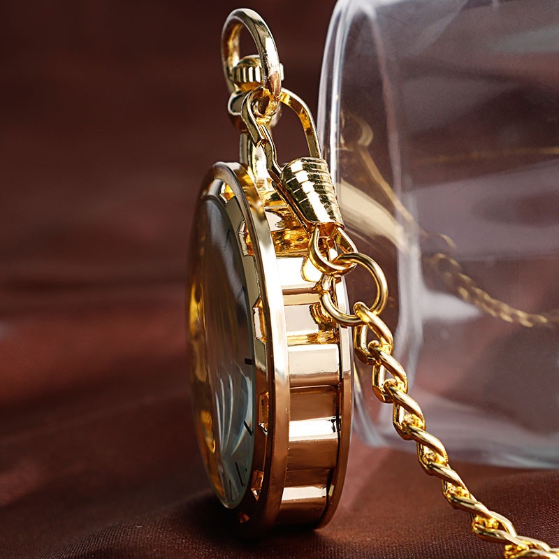 Men's Mechanical Pocket Watch Steampunk Skeleton Pendant Chain Hand Winding Gift