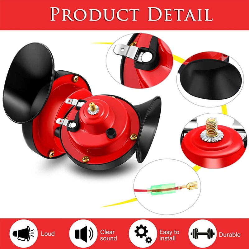2PCS Super Horn 12V 300DB Super Loud Horn Snail Motorcycle Car Truck Boat Train