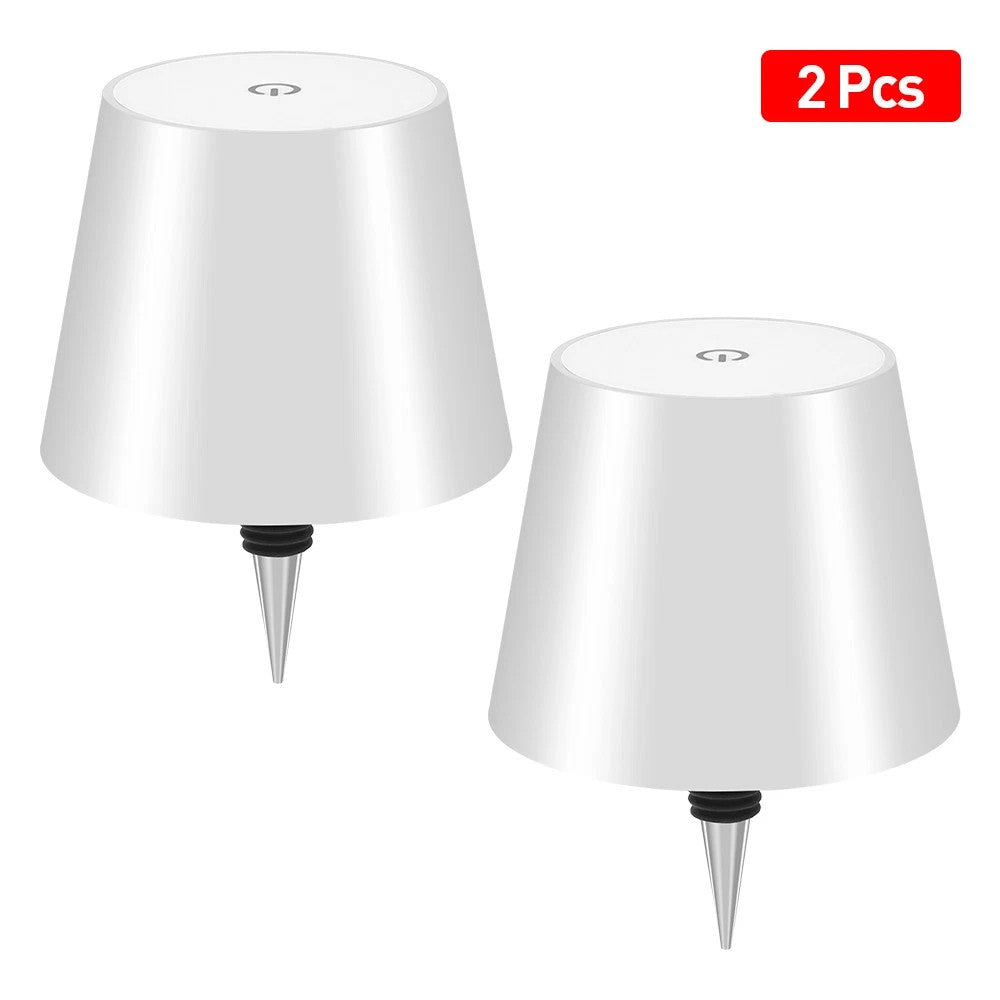 2*Wireless Bottle Table Lamp Touch 3 Color Stepless Dimming Night Bar Desk Light