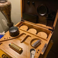 Bamboo Storage Chest with Movable Tray Wood Locking Stash Box Rolling Tray J0U6