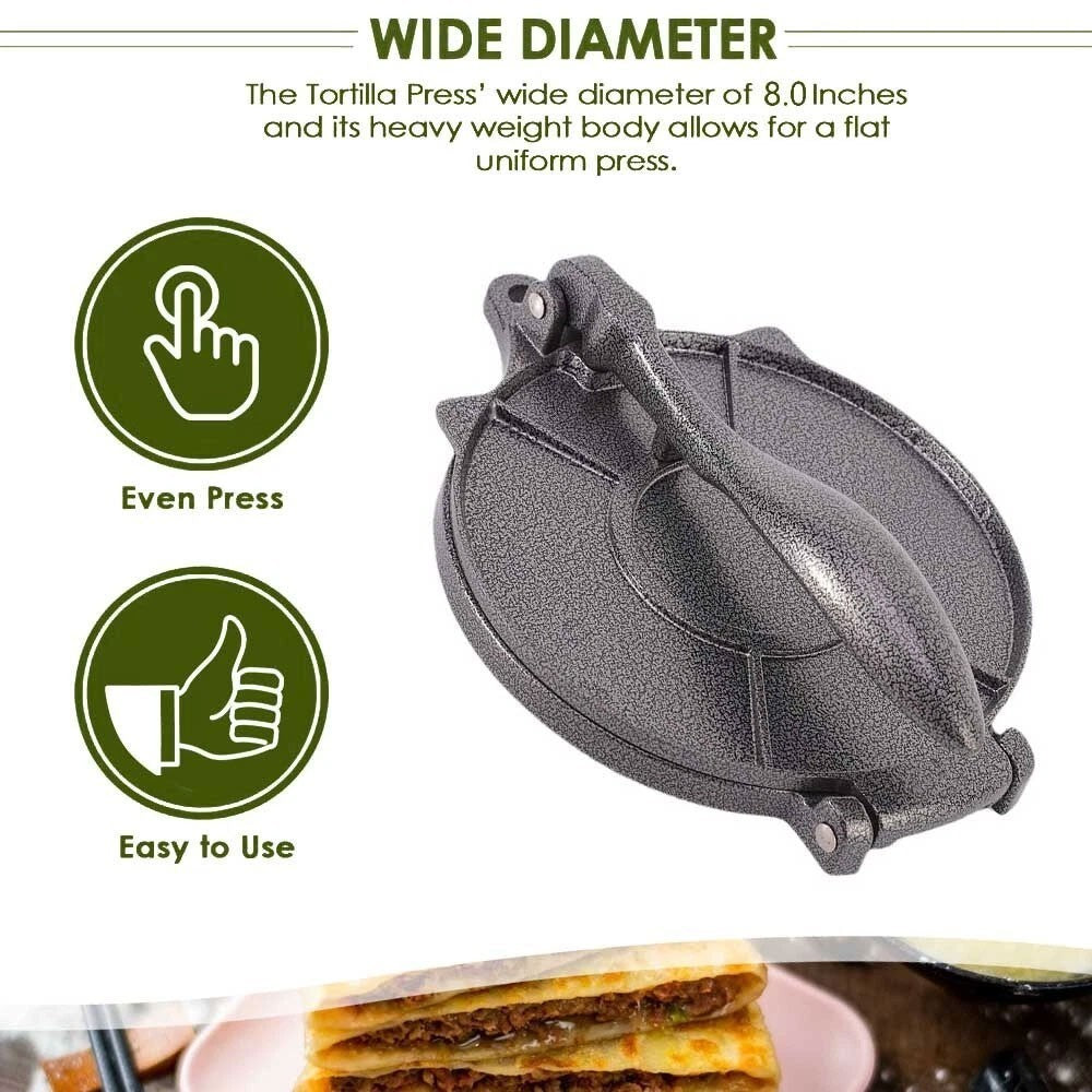 8''aluminium alloy Heavy Duty Tortilla Press Maker Restaurant Corn Maker Tool