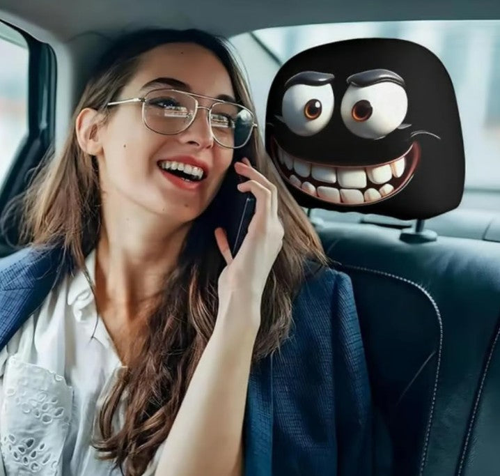 2pcs Sci-Fi Warrior Car Headrest Covers Funny, Universal Fit
